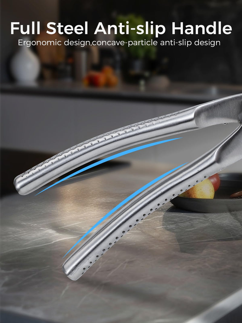 Full Steel Poultry Shears Heavy Duty, Professional Bone Cutting Scissors for Chicken, Meat, Turkey & Fish, Sharp & Durable Kitchen Shears, Dishwasher Safe Silver-full Steel