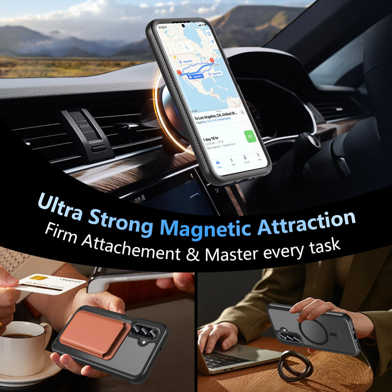 Hensinple for Samsung Galaxy A17/ A16 5G Phone Case, Built-in Screen Protector, Compatible with MagSafe, Military Grade Drop Protection Shockproof Translucent Matte Cover for Galaxy A17/A16/A26, Black | Compatible with MagSafe, Military Grade Drop Prot...