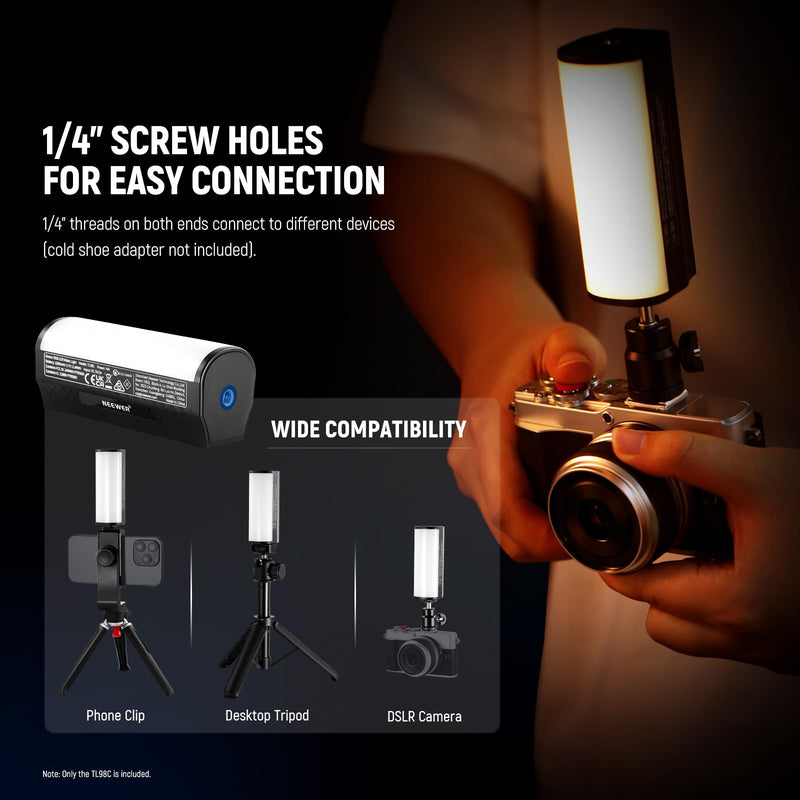 NEEWER Pro Magnetic Handheld Light Wand with APP DMX Control/Custom Effects/Light Group, 360° Full RGB, 2600mAh 2500~10000K Dimmable LED Lighting CRI97 17 Scenes for Video Recording Streaming, TL98C