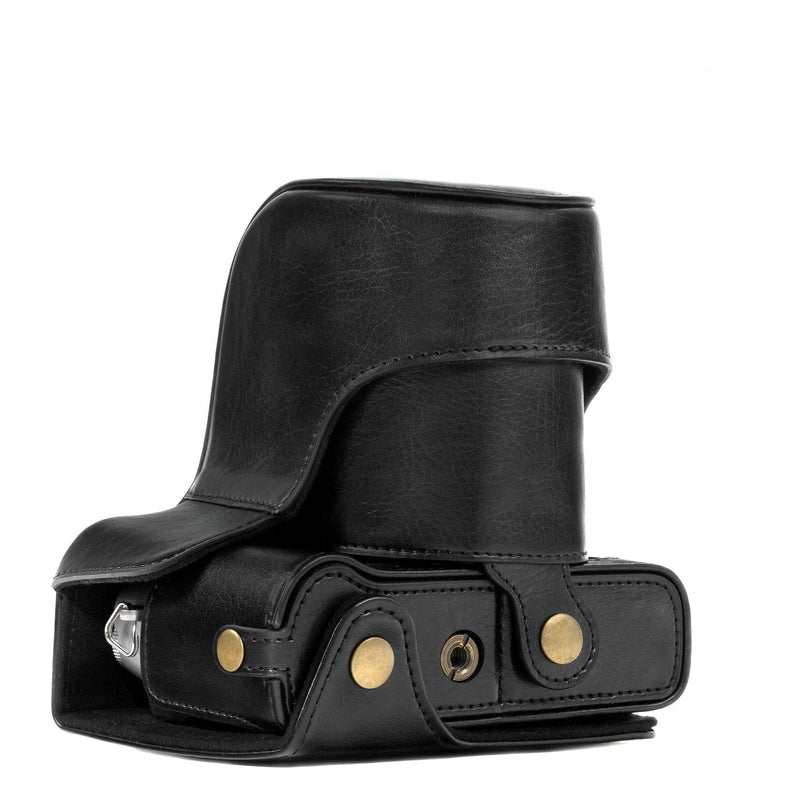MegaGear MG981 Ever Ready Leather Camera Case and Strap for Fujifilm X-T30, X-T20, X-T10 (16-50mm / 18-55mm Lenses) - Black One Size