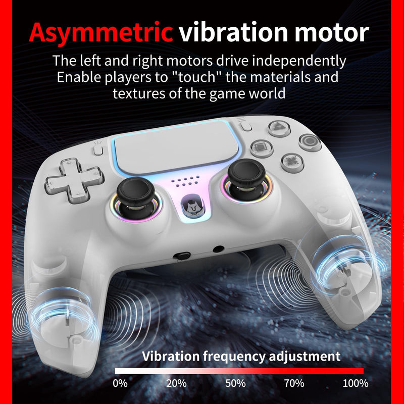 Wireless PS5 Controller Hall Effect Anti-Drift Joystick Gaming Gamepad with Programmable Back Paddles Macro Turbo Dual Vibration 6-Axis Gyro Bluetooth 5.0 RGB 3.5mm Audio Jack for PS5 Slim Pro PC White-Wireless