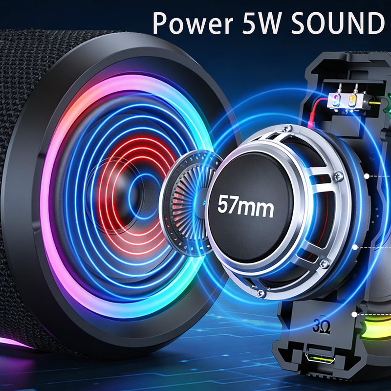 Bluetooth Speaker with RGB LED Light, Deep Bass Sound, Portable Loud Wireless Speaker for Home, Travel, Outdoor & Party (Black)