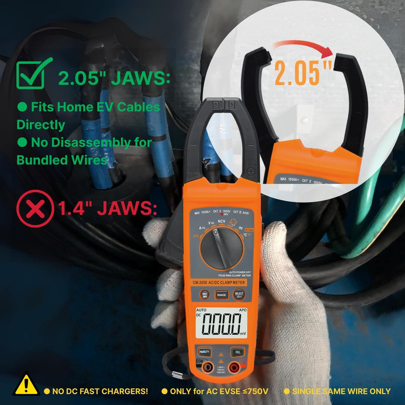 Digital Clamp Meter Multimeter 1000A AC/DC Amp Voltmeter, Auto-Ranging TRMS with Backlit LCD & NCV; Measures Voltage, Current, Temp, Duty Cycle, Capacitance, Frequency