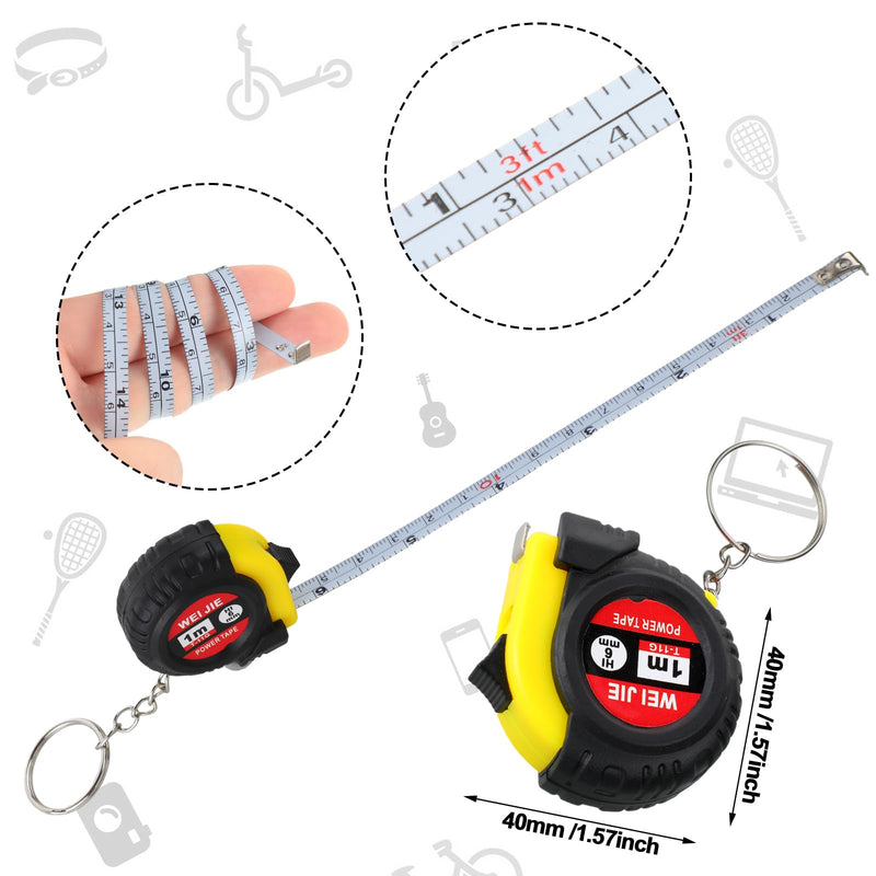 Jutom 40 Pcs Mini Tape Measure Keychain Bulk Mini Screwdriver Keychain Set Adult Tool Party Prize for Father's Men Gifts