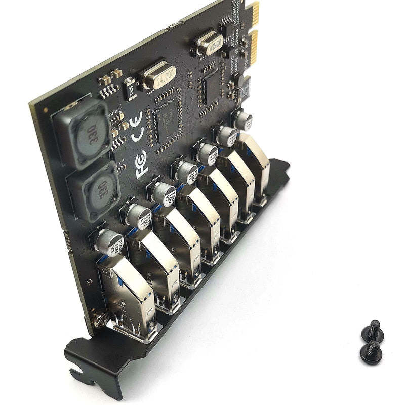 DEVMO USB 3.0 PCI-E Expansion Card 7 Ports USB 3.0 Hub Adapter External Controller PCI Express Extender Adapter Card for Desktop