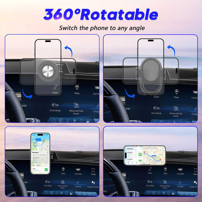 Sunsdrew Car Phone Holder for Cadillac Lyriq 2023-2026 Accessories, CT5/CT5 V/Optiq 2025 2026, XT4 2024-2026, Magnetic Phone Mount for 33-inch Screen, Hands-Free Phone Stand for All Phones For Lyriq/CT5/XT4(33" Screen)