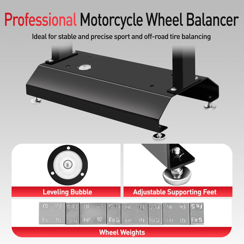 JY PERFORMANCE Motorcycle Wheel Balancer, Tire Balancer Stand for Static and Dynamic Tire Alignment, Bike Wheel Balancer for Motorcycles, Road, Sports, MX, and Dirt Bikes Wheels
