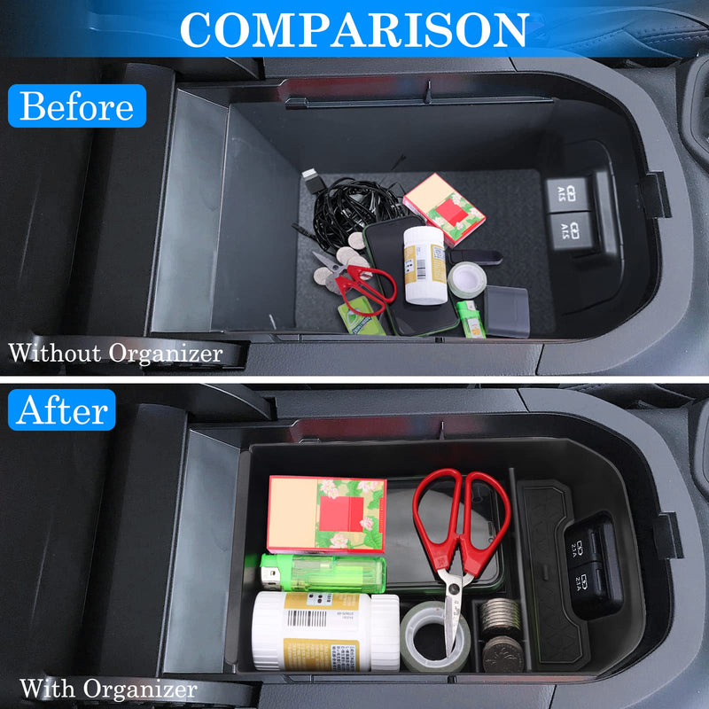 Upgraded Center Console Organizer Compatible with Toyota RAV4 2024 2023 2022 2021-2019 Interior Accessories, Armrest Storage Box, Dash Storage Tray(Not for New 10.5'' Multimedia Display)-3pcs