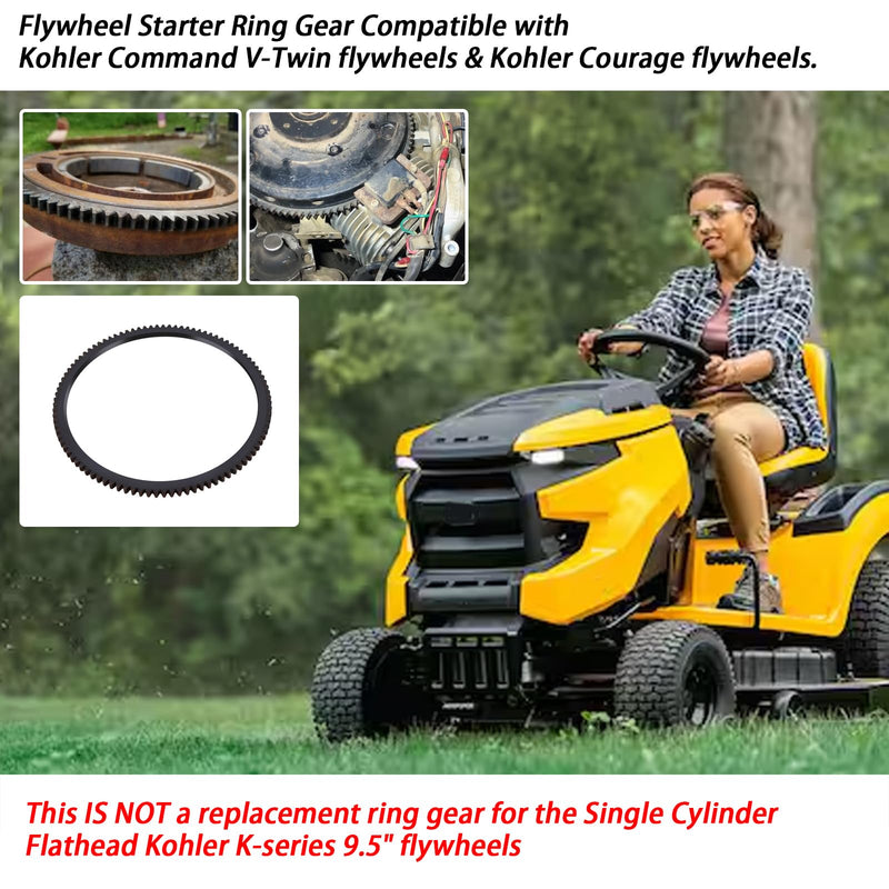 97 Teeth Flywheel Starter Ring Gear, Replacement Ring Gear,Automotive Flywheel Ring Gear Compatible with Kohler Command V-Twin flywheels & Kohler Courage flywheels