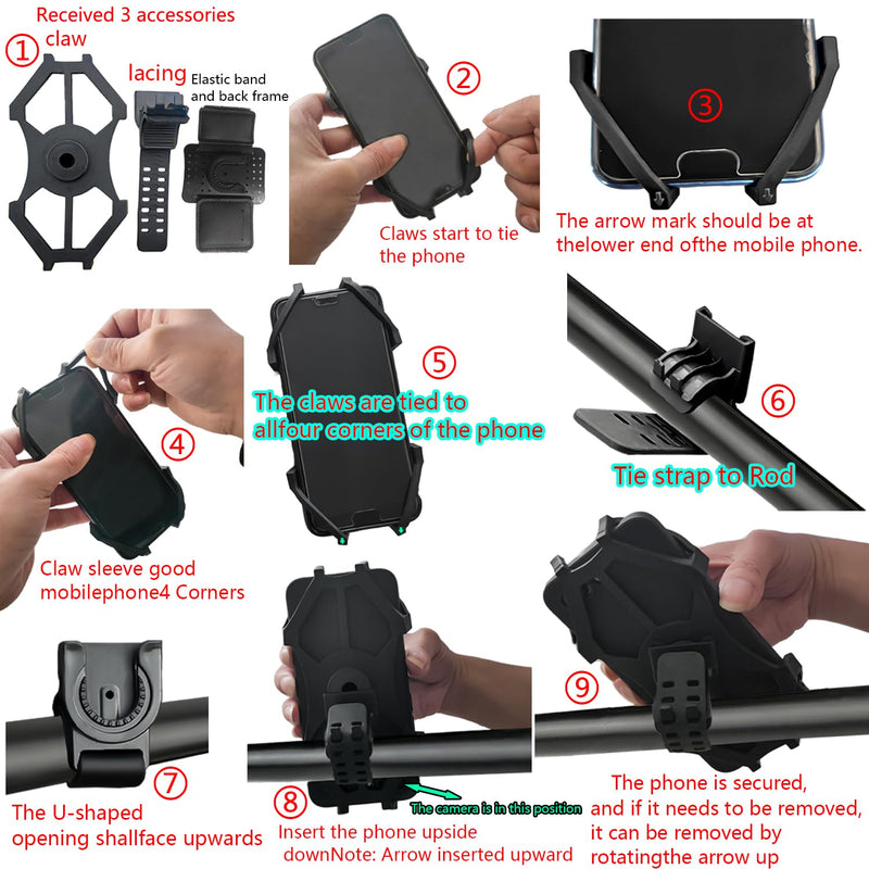 360° Rotatable Wrist Phone Armband, 2-in-1 Detachable Bike Phone Mount Holder for 4.4-7.2 Inch iPhone 15/14/13, Samsung Galaxy, Universal Cell Phone Holder for Running, Cycling, Hiking