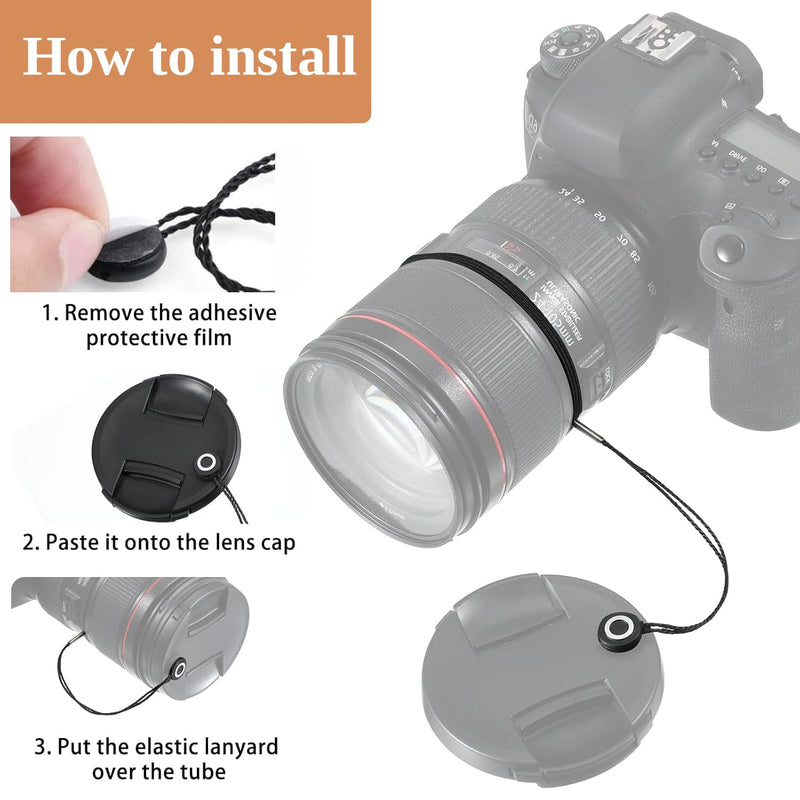 Aprince 10 Pcs Lens Cap Leash Lens Cap Keeper with Elastic String | Camera Accessories compatible with Canon Sony and other lenses, perfect Accessories for photographers shoot outdoors