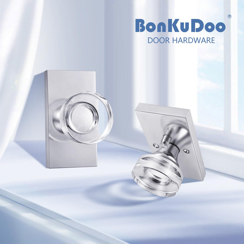 Passage Glass Door Knob Interior Crystal Door Knobs for Hall Closet, Polished Chrome Passage 1 Pack