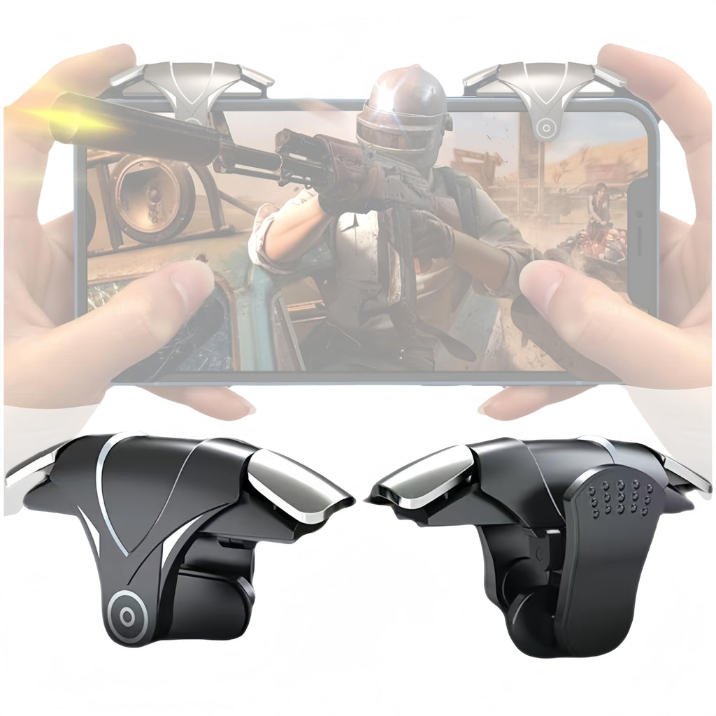 Mobile Game Controller & Mechanical key finger triggers, Compatible with PUBG/Fortnite/Call of Duty, Sensitive Shoot, Automatic Aim Fire Trigger, Auxiliary recoil suppression (a pair) (Four-finger)