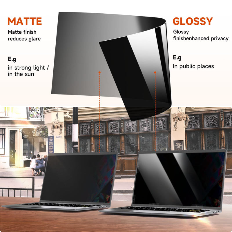 Laptop Privacy Screen 15.6 Inch Compatible with HP/ Dell/ Acer/ Samsung/Asus/ Lenovo/Toshiba, Removable 16:10 Aspect Privacy Filter Screen Protector for 15.6 Inch Laptop, Anti Glare Blue Light Laptop 15'' Privacy Screen (16:10)