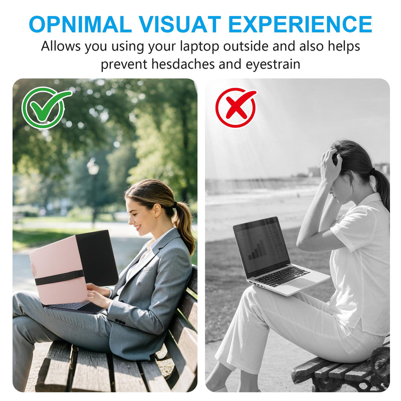 HoYiXi Foldable Laptop Sun Shade & Privacy Shield - Fits 15-16'' Laptop Compatible MacBook, Dell, Surface - Blocks Sunlight, Protects Privacy, Working Outdoor Travel,Anti - Glare,Pink Pink 15-16 inch Laptop