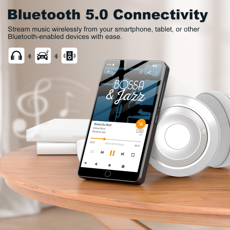 Android 13 MP3 Player with Bluetooth and WiFi, MP3 MP4 Players with 4" Touchscreen and Speaker, Spotify Music Players with Audible, Parental Controls, Amazon Music, Play Store (16GB, Black)