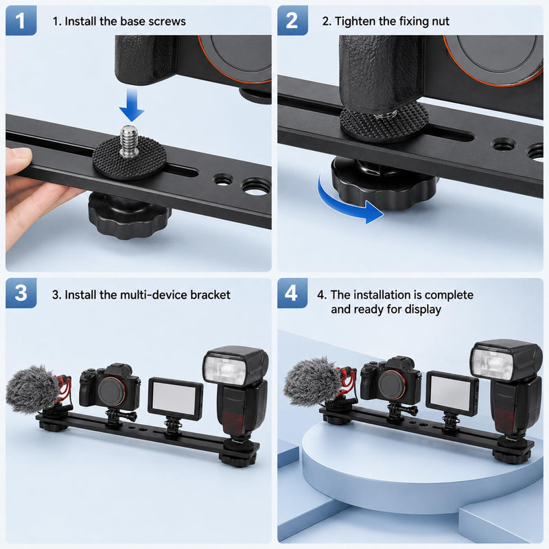 Flash Bracket Tripod Extension Arm Camera Bracket Tripod Accessories | Tripods Attachment Camera Attachment Extension Bar Tripods Accessories Attachments, 8 x 1.2 inch Black Aluminum Alloy