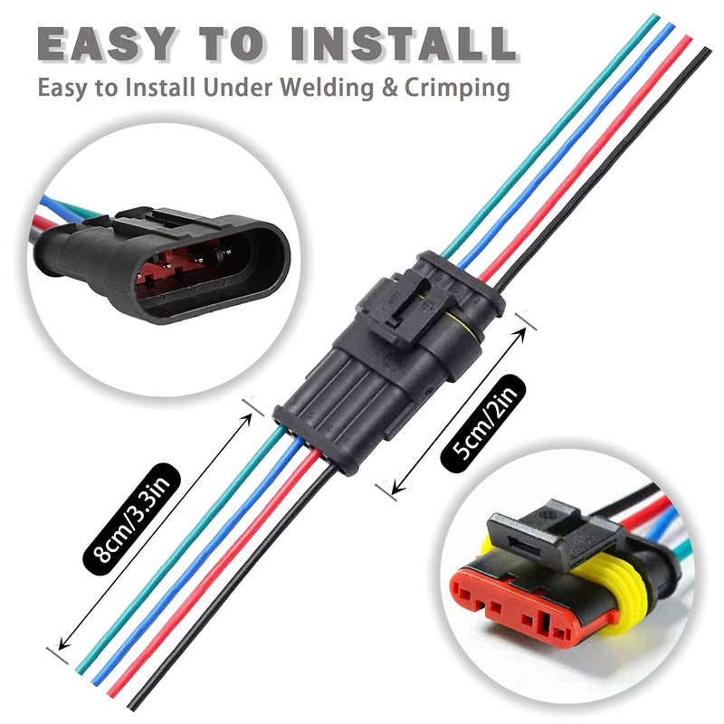 5 Kit 4 Pin Car Connector Waterproof Electrical Connector, Male and Female Way 18 AWG Wire Plug Socket Kit for Truck, Motorcycle, Boat and Other Wire Connection 4-Pin