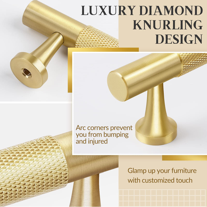 RZDEAL 5Pcs 3-3/4 Inch Solid Brass Cabinet Pulls Kitchen Cupboard Handles Modern Drawer Pulls Bathroom Cabinet Pulls Wardrobe Door Handles (Hole Centers:3-3/4"(96mm), Gold) 5 Pcs Wide Base Pulls