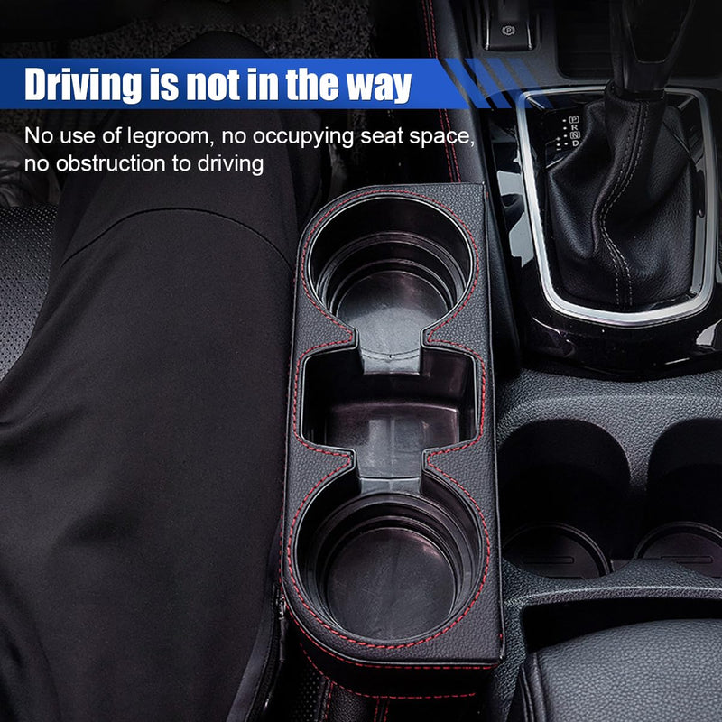 Car Cup Holder, Auto Front Seat Organizer, Multifunctional Cup Drink Holders with PU Leather Cover, Gap Filler Storage Box Coin Bucket Console Side Pocket Cell Mobile Phone Holder (Black) Black