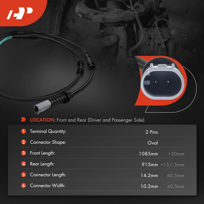 A-Premium Front and Rear Disc Brake Pad Wear Sensors Compatible with BMW 528i, 535d, 535i, 550i, 640i, 650i, 528i/535d/535i/550i/640i/650i xDrive, Alpina B6 xDrive Gran Coupe, ActiveHybrid 5, 2-PC Set