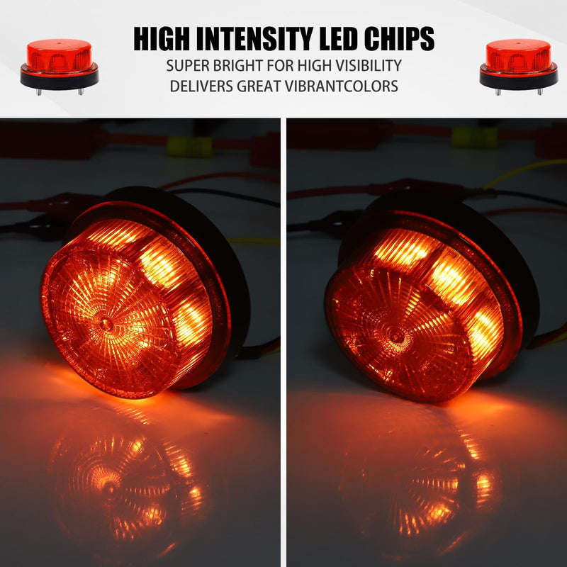 LED Strobe Warning Light, Flashing Strobe Beacon Light, 12V 24V Mini Round Rooftop Strobe Beacon Light Red