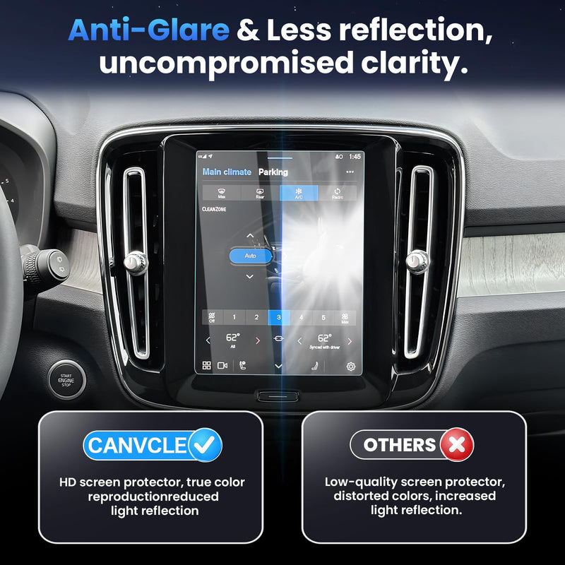 Canvcle 2PCS Screen Protector for 2017-2026 Volvo XC40 XC60 XC90 V90 V60 S90 S60, 8.7 inch 9H Tempered Glass for Volvo XC90 HD Navigation Screen Cover Pathfinder Touchscreen Film [Anti Glare & No Fingerprint]
