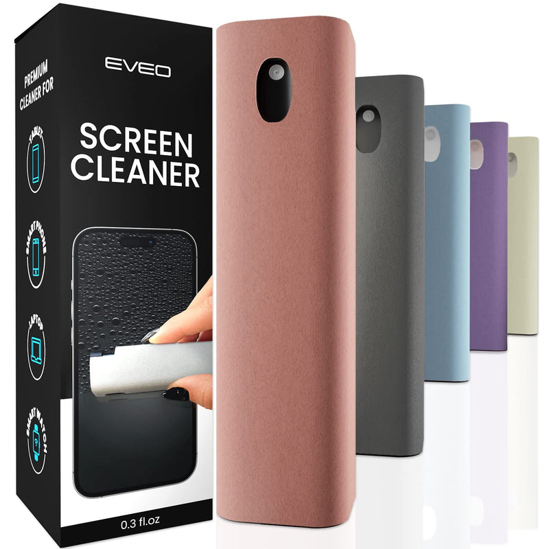 EVEO Screen Cleaner Spray and Wipe - Computer Screen Cleaner, Laptop Screen Cleaner, MacBook & iPad Screen Cleaner, iPhone Cleaner, Car Screen Cleaner, 2in1 Touchscreen Mist Cleaner-(0.3 oz) Rose Gold