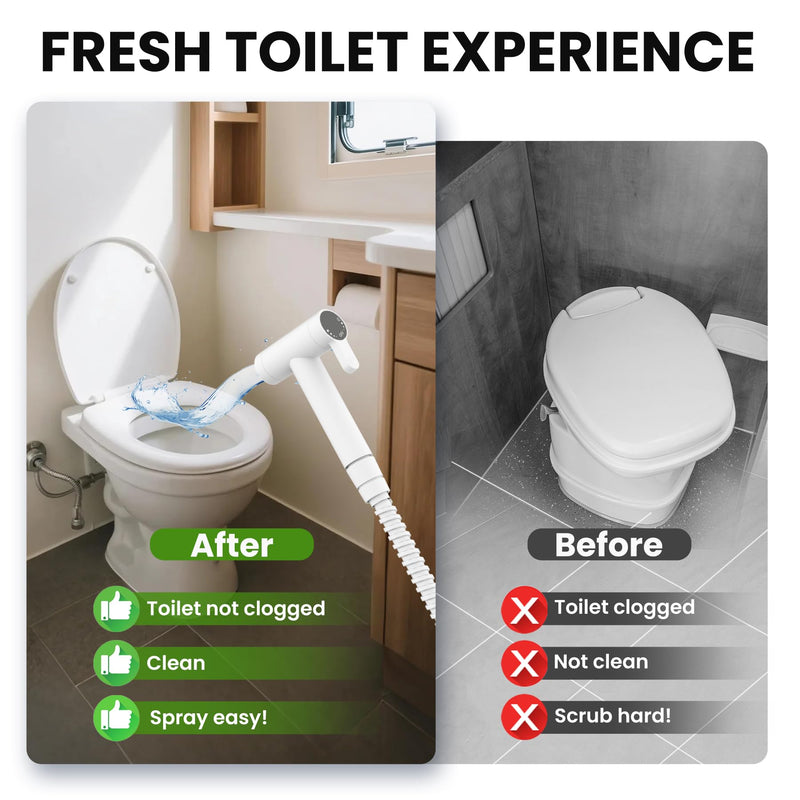 RV Bidet Sprayer – All Metal, RV Handheld Bidet with Water Hose & RV Fitting, Wall-Mount Toilet Sprayer for Motorhomes, Fifth Wheels, Trailers & Campers Toilet (WallMount)