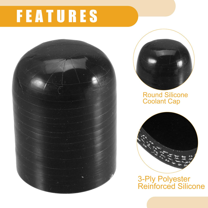 1Pc 38mm 1.50" ID Universal Silicone Coolant Cap Intake Vacuum Hose End Plug - Car for Coolant Heater Bypass Vacuum Water Port - Silicone Black