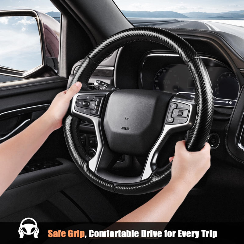 Aimato Customized Steering Wheel Cover for Chevy Silverado 1500 2019-2025/2500 3500 2020-2025/Blazer 2019-2025/Suburban Tahoe 2021-2024,Thin,Anti-Slip,Scratch-Resistant Car Accessory for Chevrolet Matte Black