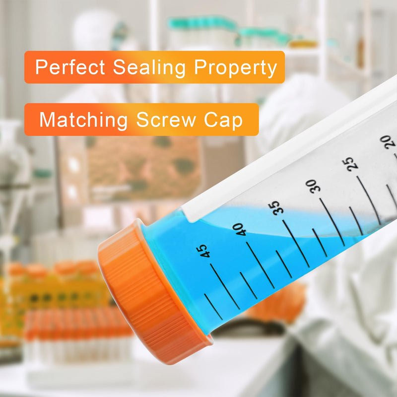 PEKYBIO Centrifuge Tubes 50ml Self-Standing Sterilized Polypropylene Graduated Test Tube with Seal Screw Cap Sample Storage Container, Pack of 50 50ML Self Standing