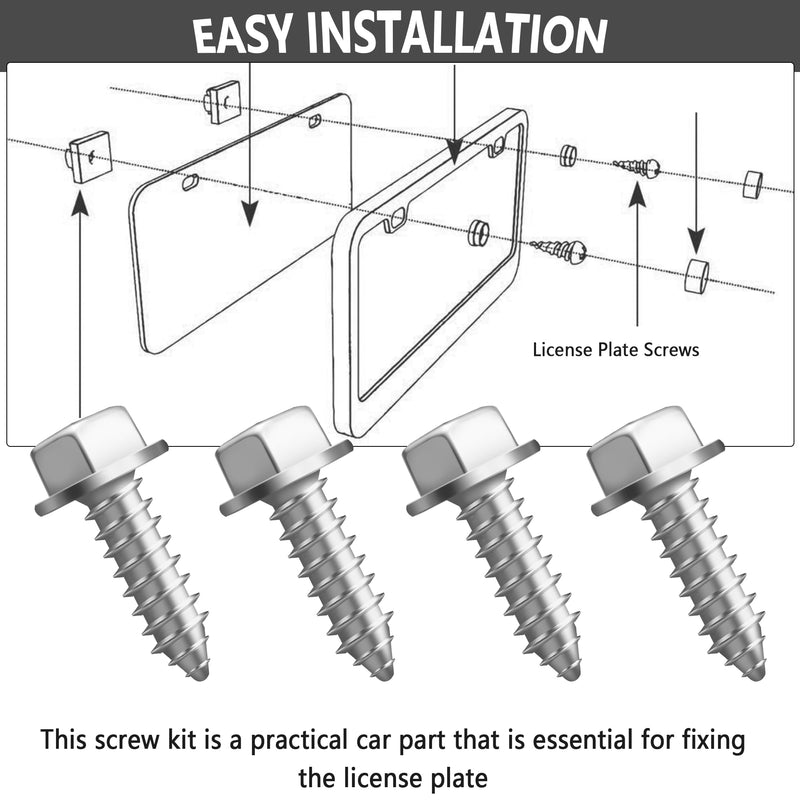 4PCS License Plate Screws,Heavy Duty License Plate Screw Kit Silver License Plate Bolts,Universal Licenses Plates Security Screws Licenses Plates Fasteners for Car SUV Truck (4PCS, Silver) 4PCS, Silver