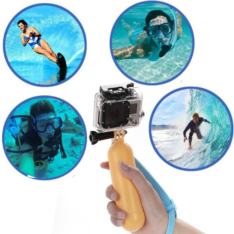 Floating Hand Grip Floaty Handheld Monopod for GoPro Hero 6/5/ 5 Session/ 4 Session/ 4/3+/ 3/2/1, SJ4000/SJ5000, with Long Handle Screw and Wrist Strap