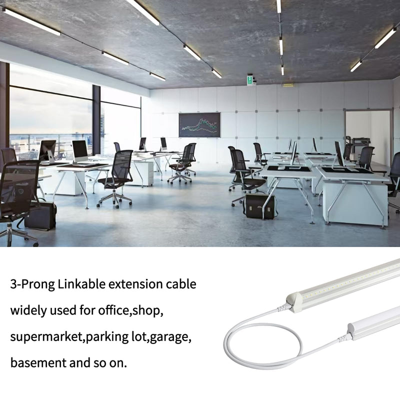 3FT Extension Cords T5 T8 Lamp Wire Power Cable,Double Female End LED Connector,3-Prong Lamp Connecting Cord for LED Integrated Tube,Shop Lights Fixture,Garage Lighting,Grow Light,Pack of 8 3FT