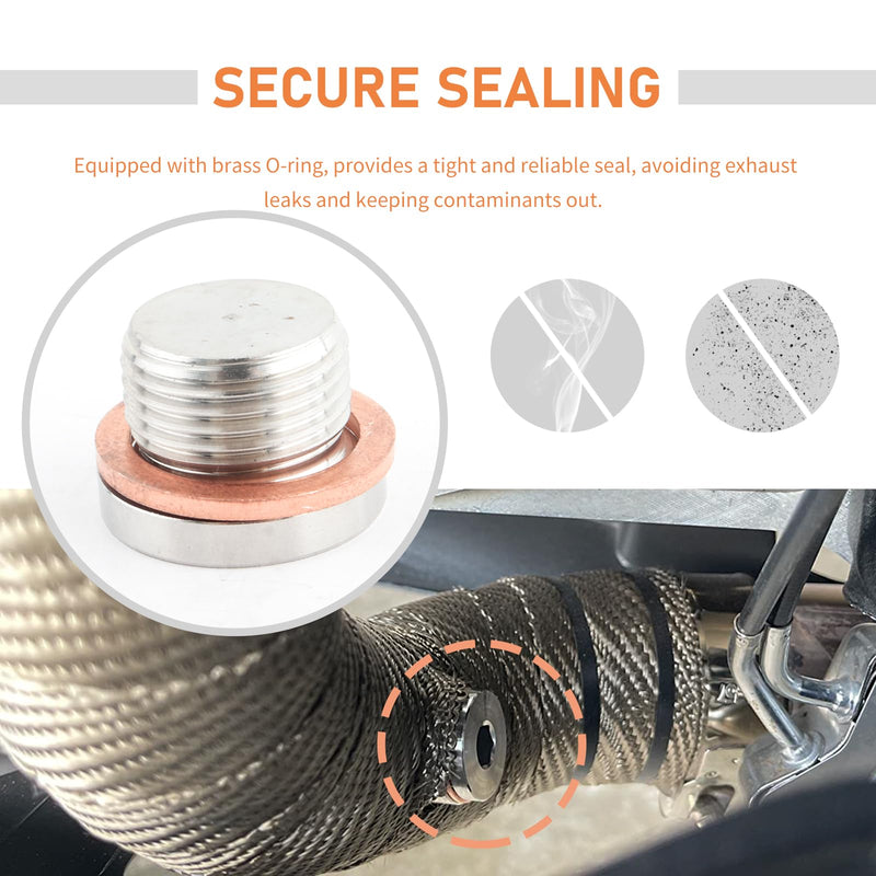 2PCS M18x1.5 Sensor Plug Inner Hex Head with Brass O-Ring,Stainless Steel Sensor Bung Sealing Exhaust System,Universal Car Accessories for Car Truck Motorcycle Exhaust Pipe and Sensor