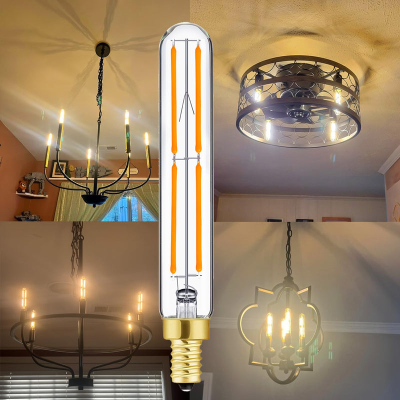 E12 LED Bulb Dimmable 6W Equal Warm White 2700K T6 T6.5 E12 Candelabra Bulb 60 watt for Chandeliers,Ceiling Fan,Pendant,Wall sconces AC120V 600LM e12 Light Bulb 6Pack 6w=60w 2700k Warm White