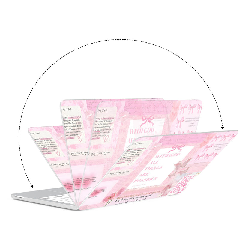G JGOO Compatible with MacBook Neo Case 13 inch 2026 Release A3404 | Protective Plastic Laptop Hard Shell for Mac Neo Case with Keyboard Cover & Screen Protector, Pink Bow Butterfly Collage Pink Letter