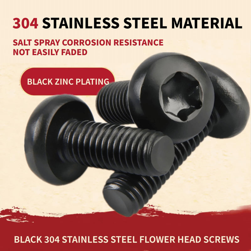 8 Pcs Black License Plate Screws for Tesla Model 3, Model Y, BMW - M5-0.8 X 10mm T25 Security Drive Head