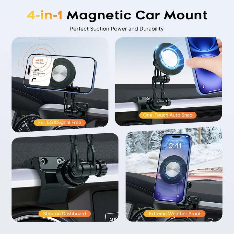Sunsdrew Magnetic Phone Mount for Toyota Tacoma 3rd Gen 2016-2023, 360 Rotatable and Adjustable, Direct Fit in Dashboard, Phone Holder N52 Magnet Cradle for Toyota Tacoma Accessories