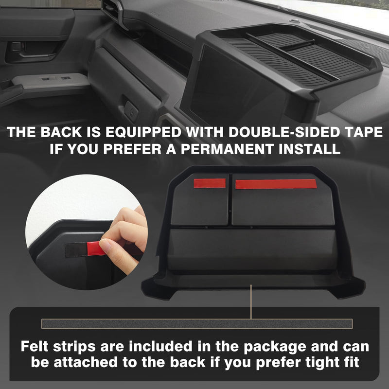 Muslogy Dashboard Storage Box Compatible with 2024 2025 Tacoma & 2025 4Runner Accessories Center Console Organizer w/ 8-inch Screen for SR SR5 TRD PreRunner TRD Sport Off-Road Pro Trailhunter (Black) Black