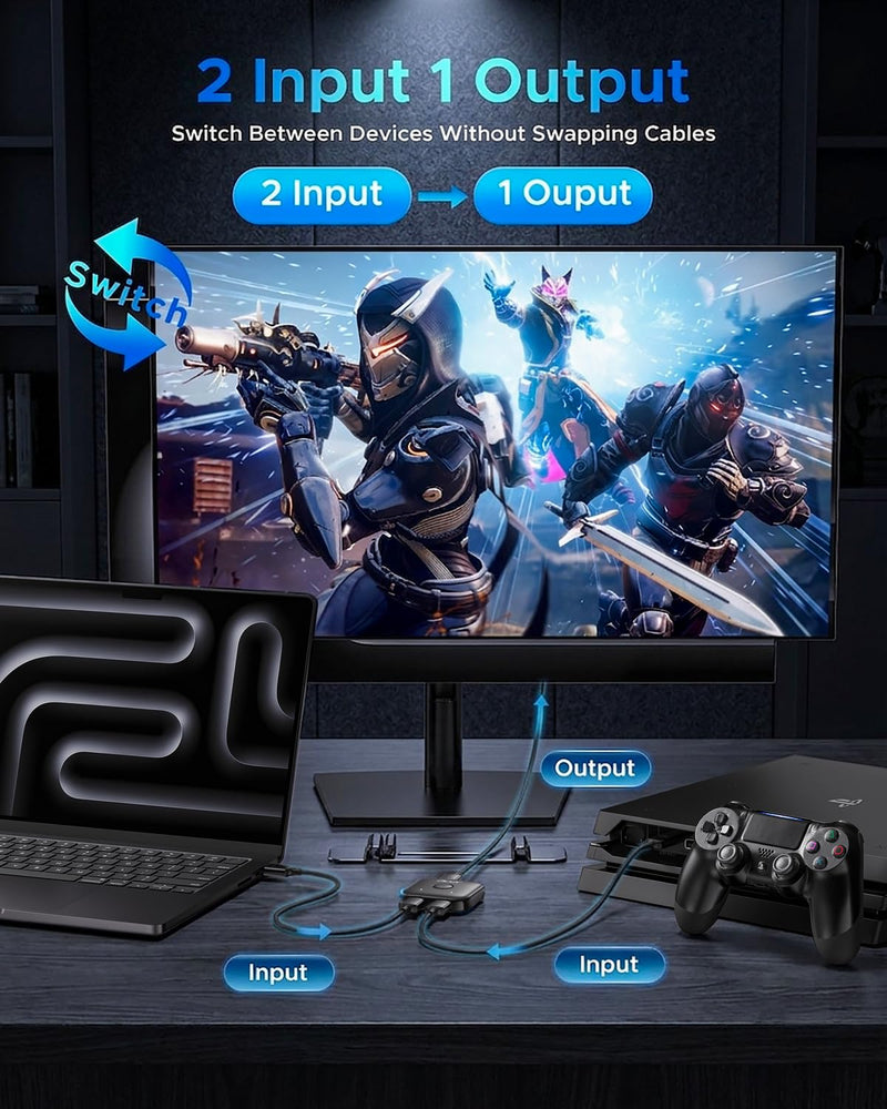 Acer HDMI Switch 2 in 1 Out, 4K60Hz Bidirectional 1 in 2 Out Video Switcher | Multi Port Adapter with HDR 3D HDCP Dolby, Monitor Switch for 2 Computers, AB Selector Box for TV Laptop Roku Gaming Consoles Black