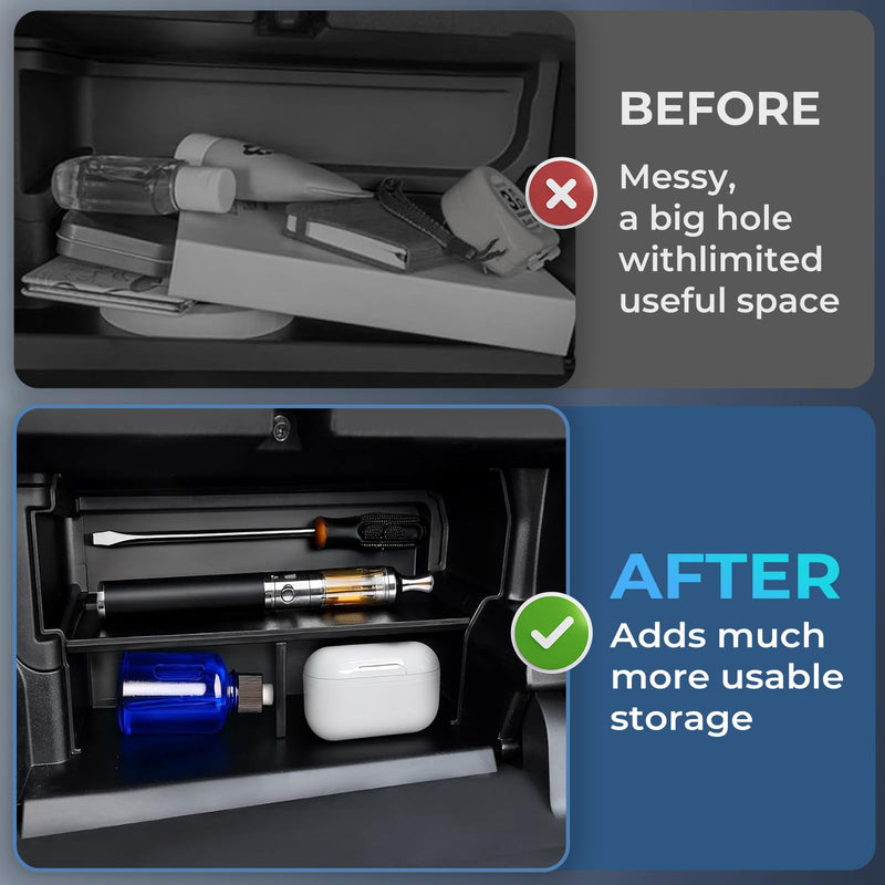 Glove Box Dividers Organizer Compatible with Toyota Tacoma 2024 2025 2026 (4th Gen Tacoma), Interior Accessories Glove Box Compartment Insert Storage Dividers for 2024-2026 Tacoma, Black