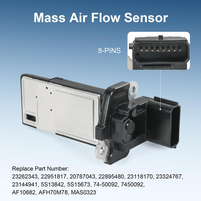 23262343 Mass Air Flow Sensor Replacement for Chevy Silverado Suburban Tahoe Impala Traverse 2014-2020, Yukon Sierra Acadia Terrain, Replace 22951817