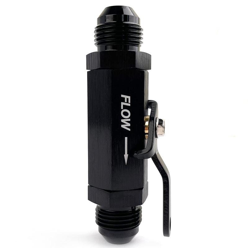 AN8 Fuel Shut Off Valve 8 AN to 8AN Male Flow Control Cut Off Valves Fitting Aluminum Anodized Black AN shut off valve