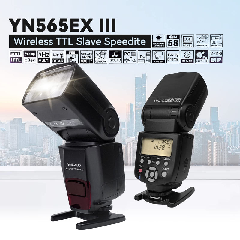 YONGNUO YN565EX III C Flash Speedlite, Hot Shoe Flash TTL HSS Slave, Compatible with 1500D 1300D 800D 750D 60D 50D