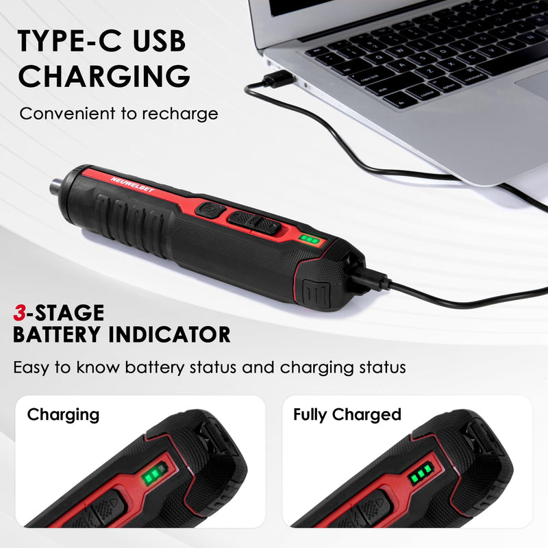 Electric Screwdriver Set, 4V Cordless Precision Screwdriver Set w/ 10 Magnetic Bits, 6 Torque Settings, LED Light, 3 Starting Modes and Storage Case, Repair Tool Kit for Electronics and DIY Projects Black