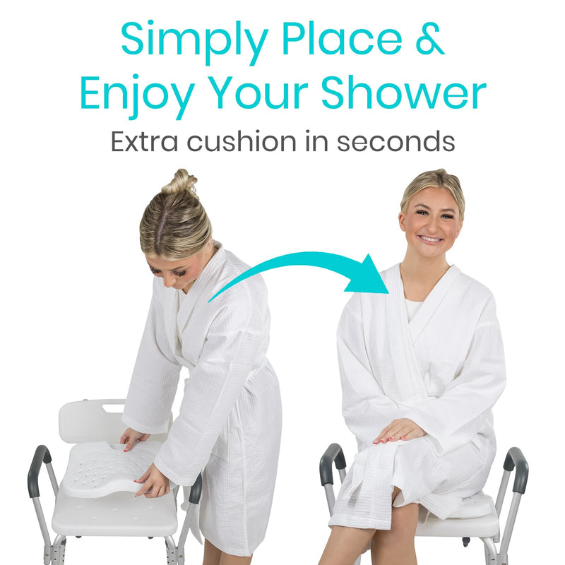 Vive Shower Seat Cushion - Comfortable Support for Pain Relief - Waterproof, Soft Padded & Non Slip for Tub Chairs, Transfer Benches, Bath Stool, Bathtubs - for Seniors, Elderly, Handicap & Disabled