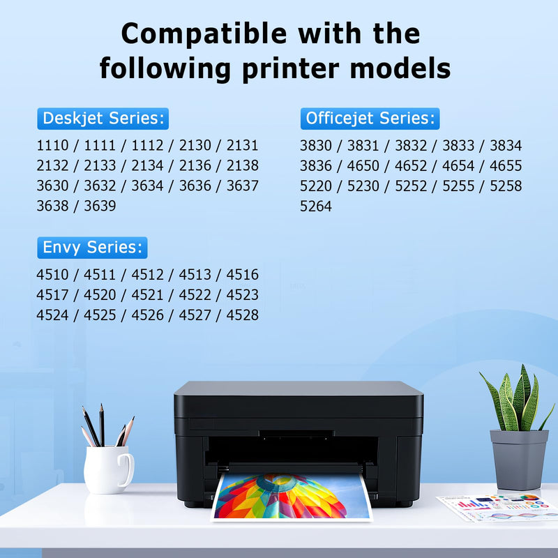63xl Black Ink Cartridge Compatible for HP 63 Black Ink Cartridge Work for OfficeJet 3830 5255 4650 5258 5200 4655 4652 5212 Envy 4520 4512 DeskJet 1112 3630 2130 3632 (2 Black)