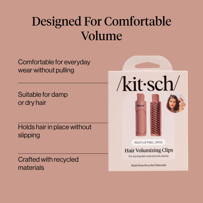 Kitsch Volumizing Hair Clips for Styling for Women 2pcs - Terracotta | Hair Rollers for Women, Volumizing Hair Products, Hair Roller Clips for Effortless & Frizz-Free Curls That Last